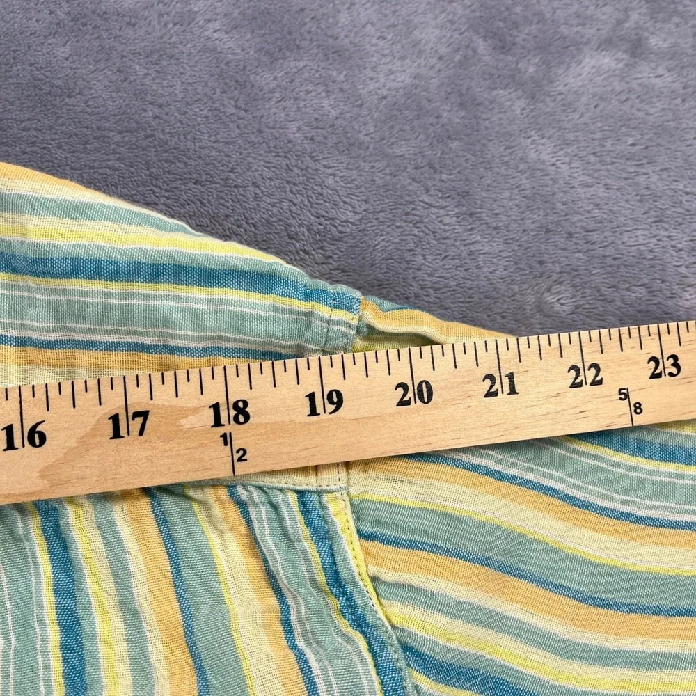 Levis Button Up L Yellow Blue Stripe Relaxed Short Sleeve Coastal Gauze Retro